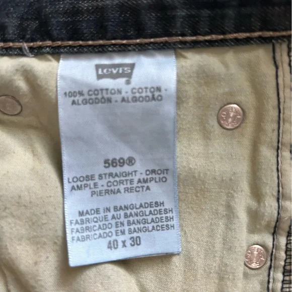 Levi’s 569 Loose Straight Mens Jeans 40x30, Dark Wash - Picture 10 of 16